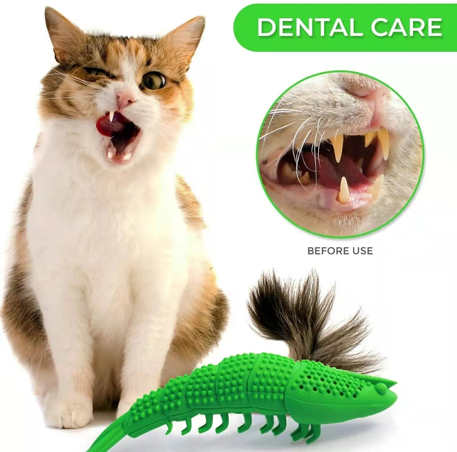 Blue hard rubber cat toy with 360-degree textured surface for teeth cleaning