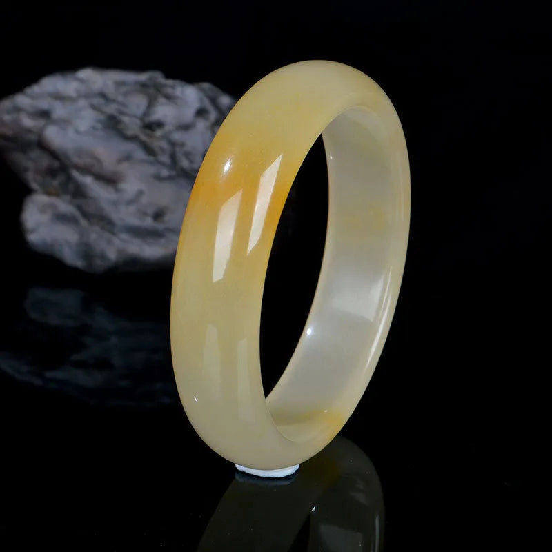Chinese style natural jade bracelet for women with polished surface in 54mm-62mm sizes