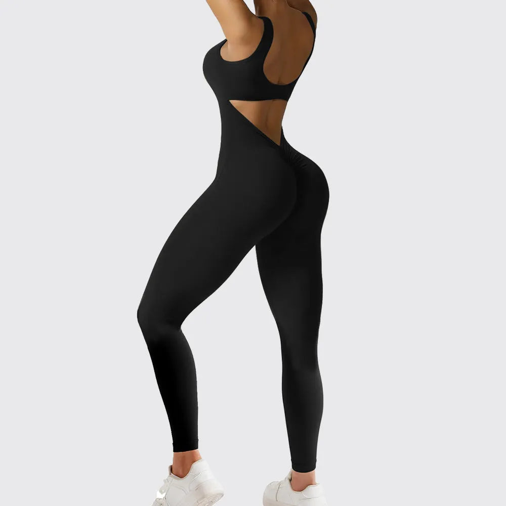 Women's sleeveless flare jumpsuit for fitness and yoga in multiple colours