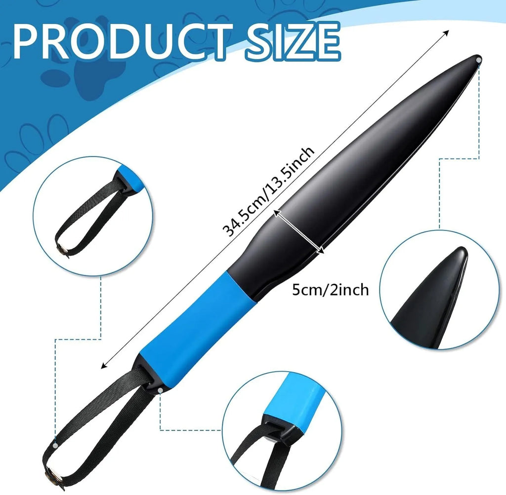 Blue handled nylon dog break stick training tool measuring 35cm for small and medium dogs.