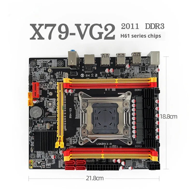 X79-VG2 desktop computer motherboard with LGA 2011 CPU socket and PCIe slot.