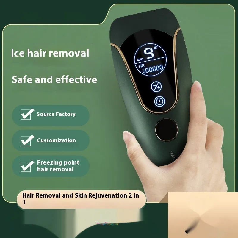 Freezing point hair removal device in sundial design available in white, green or pink colours