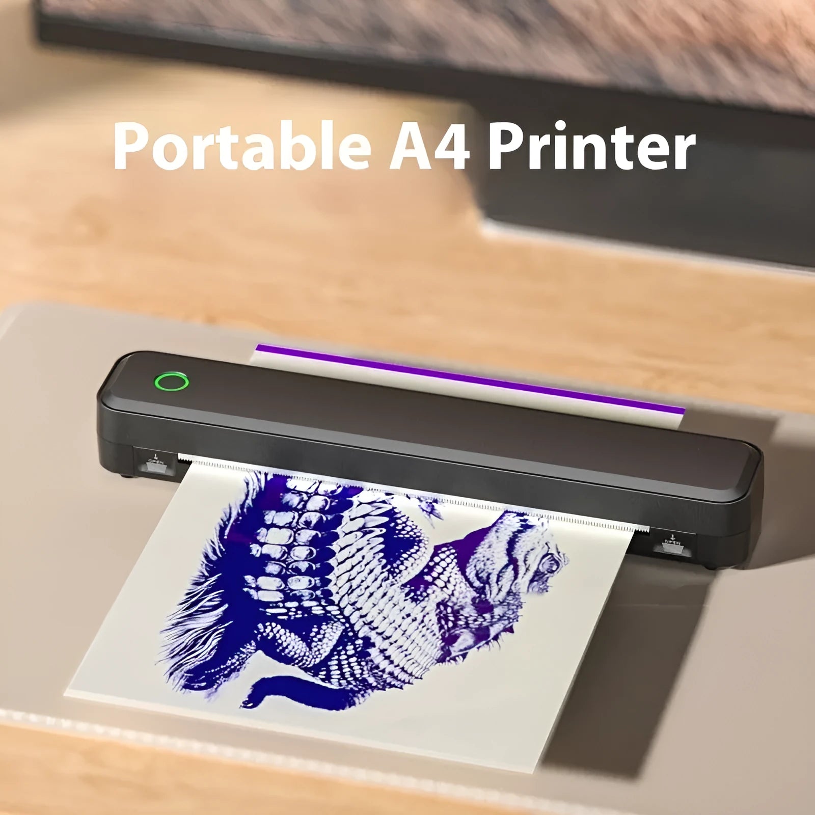Black and white Bluetooth thermal printer for mobile phone connectivity with compact design