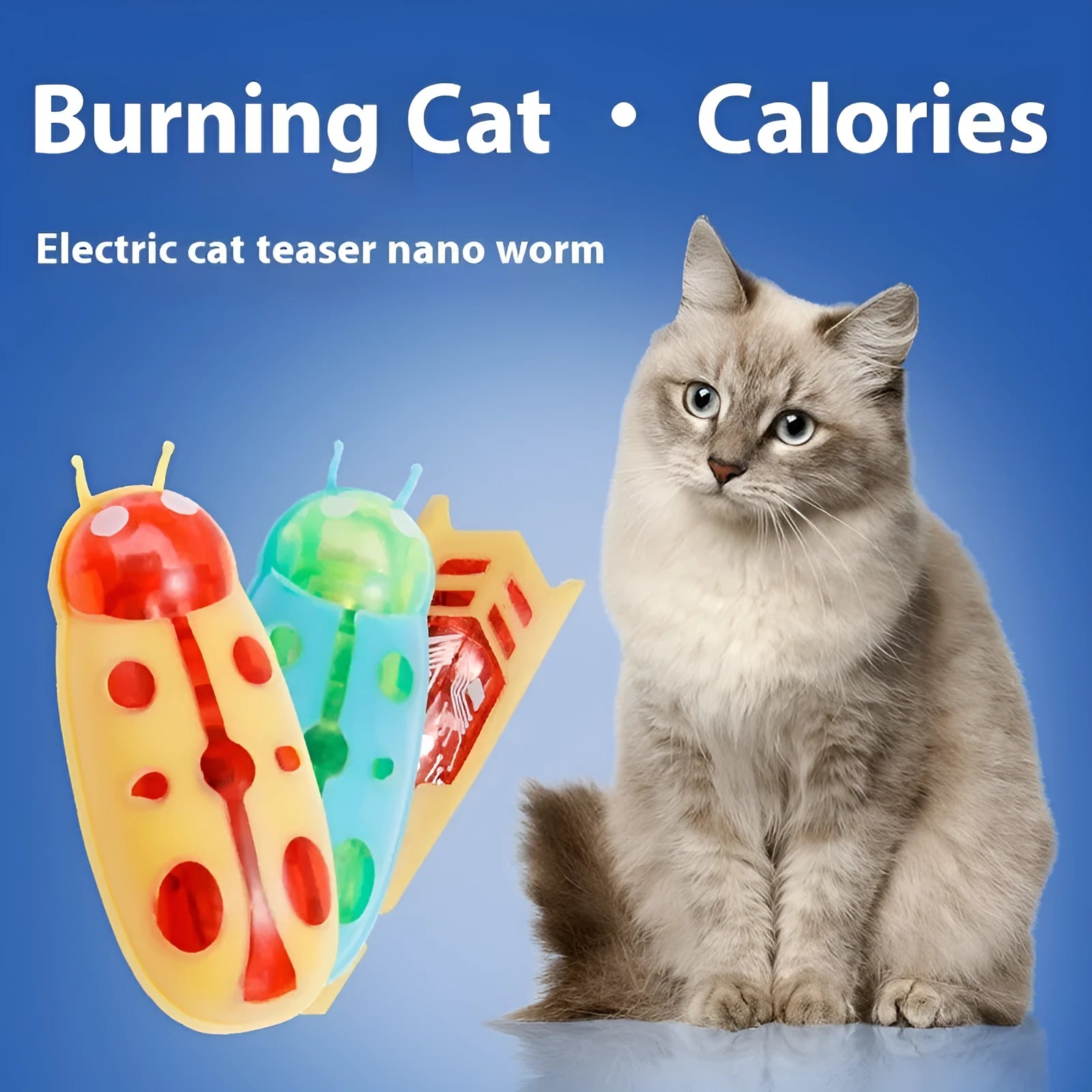 Electric toothbrush worm miniature cat teaser toy in assorted colours and styles.