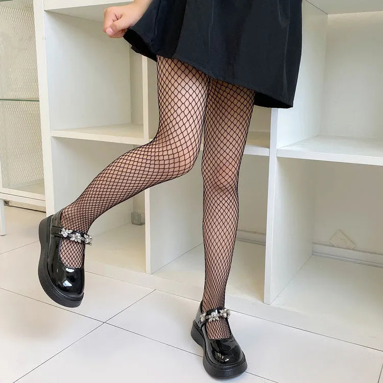 Women's solid color mesh stockings in black and white with anti-hook thin polyester fabric in large medium and small net sizes.