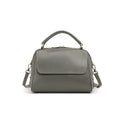 Women's genuine leather crossbody tote bag in cross-square shape with double straps and internal compartments