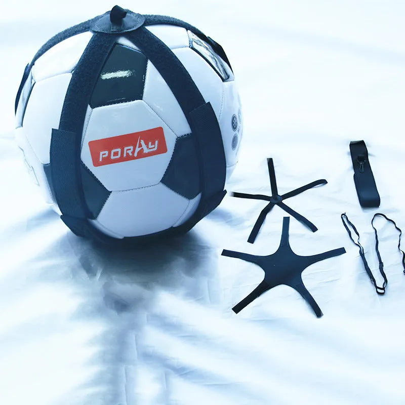 Black football juggling belt with static 2 metre tether for ball control training