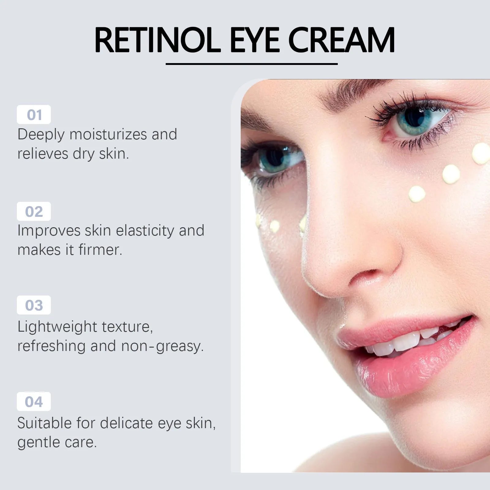 Retinol eye cream in 12.1cm tube with 20g net content for eye area moisturising