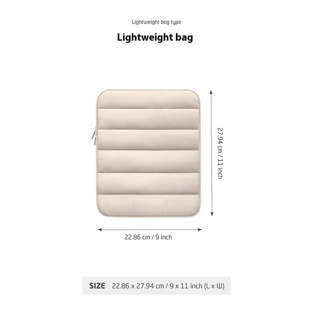 Fluffy air-feel laptop sleeve for 9.7-11 inch devices with elastic sides and waterproof storage bag