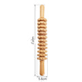 Beech wood massage roller set showing T-shaped roller and multiple wheel attachments for different pressure applications