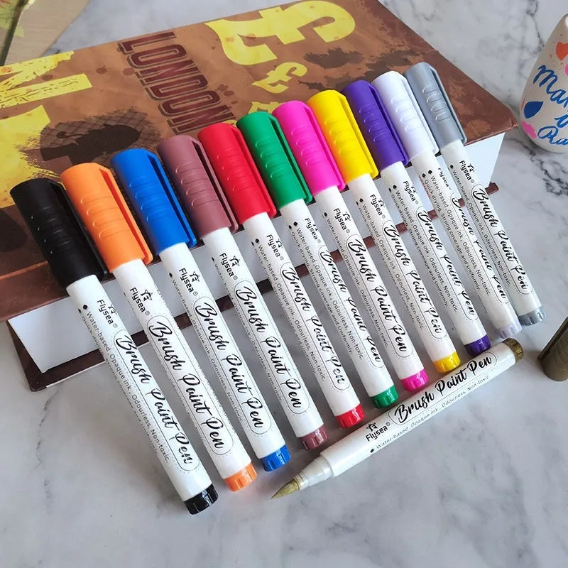 Set of gouache markers with soft brush tips for hand lettering and greeting card painting