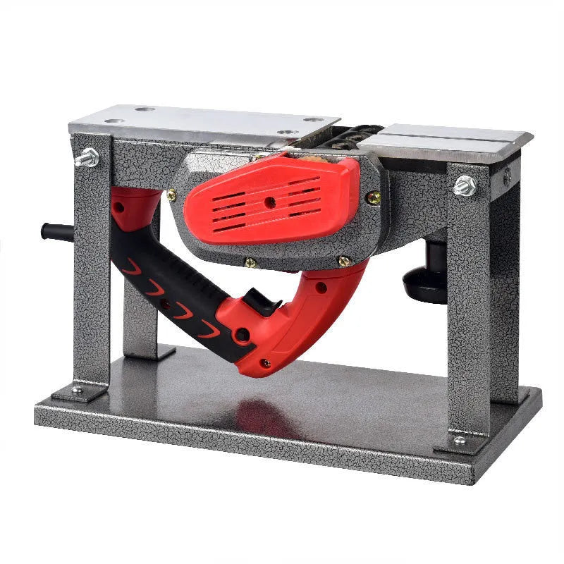 Red electric wood planer with 82mm cutting width and aluminium shell construction
