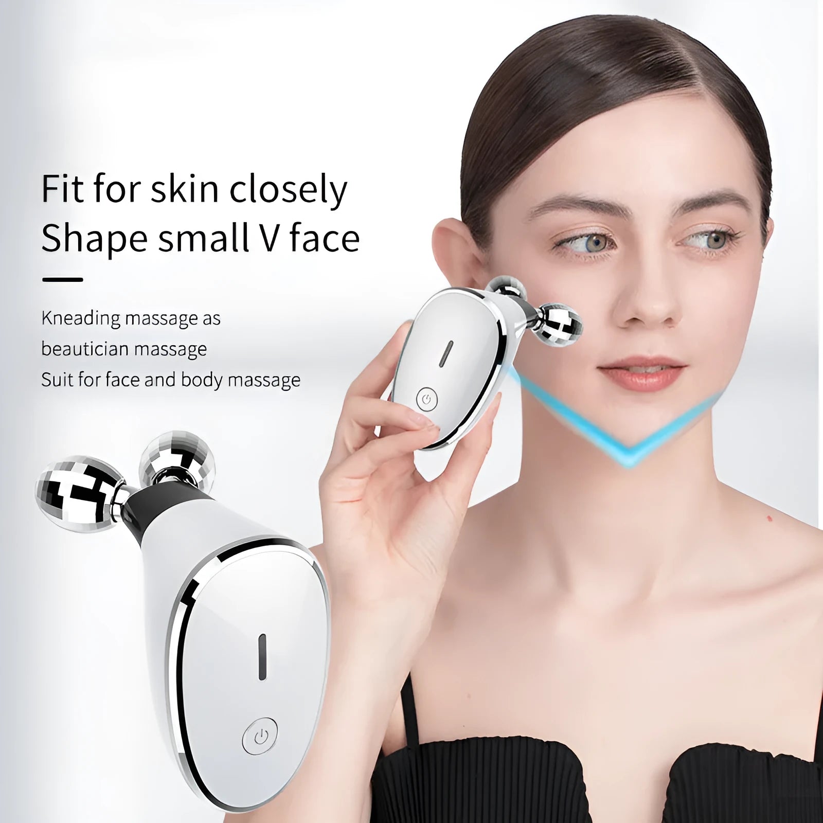 EMS facial massager with inductive therapy electric rollers white ABS and zinc alloy 105x75x64mm