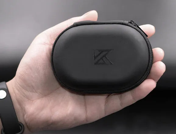 Black oval leather earphone storage case for EDX PRO and ZEX PRO compatible models