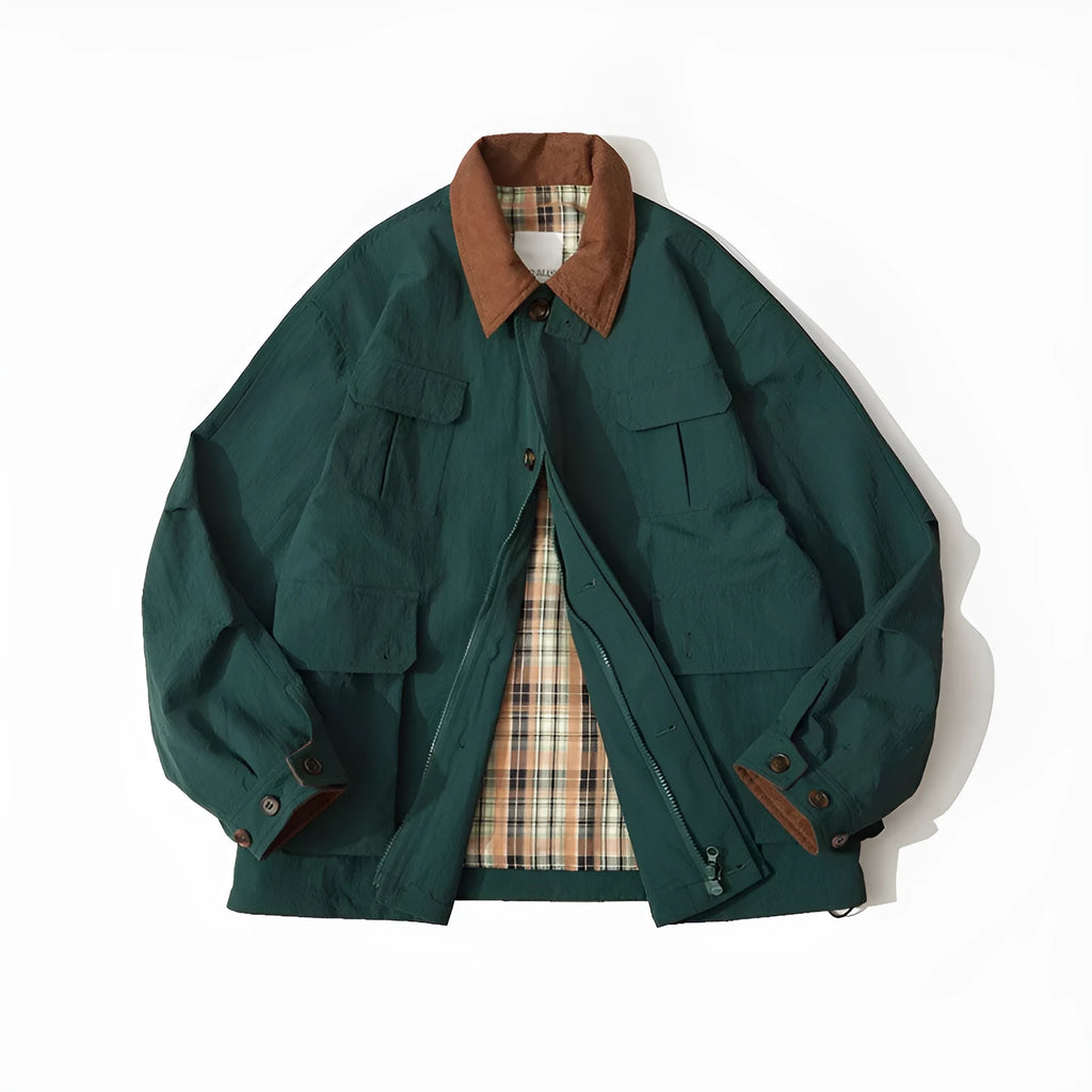 Solid colour casual jacket for men and women with side seam pockets in apricot or green