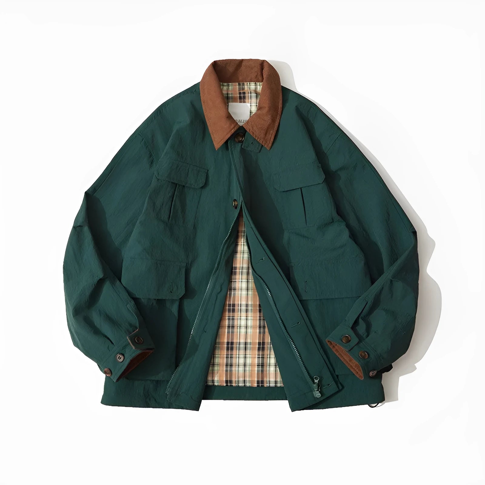Solid colour casual jacket for men and women with side seam pockets in apricot or green