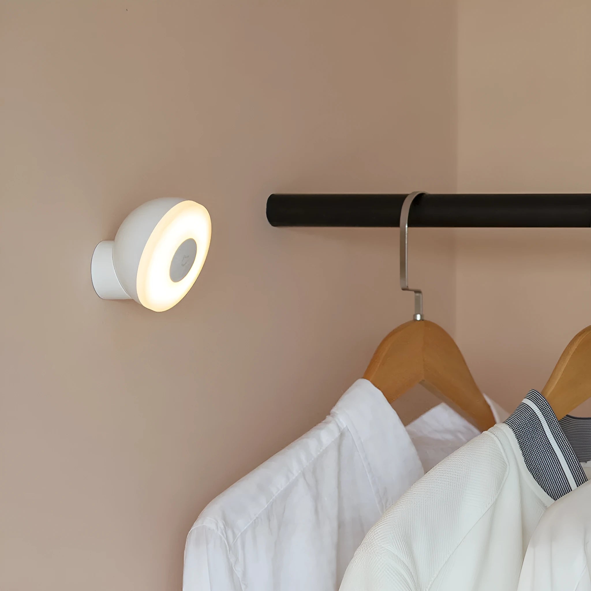 White modern bedside table lamp with Bluetooth and motion sensor features