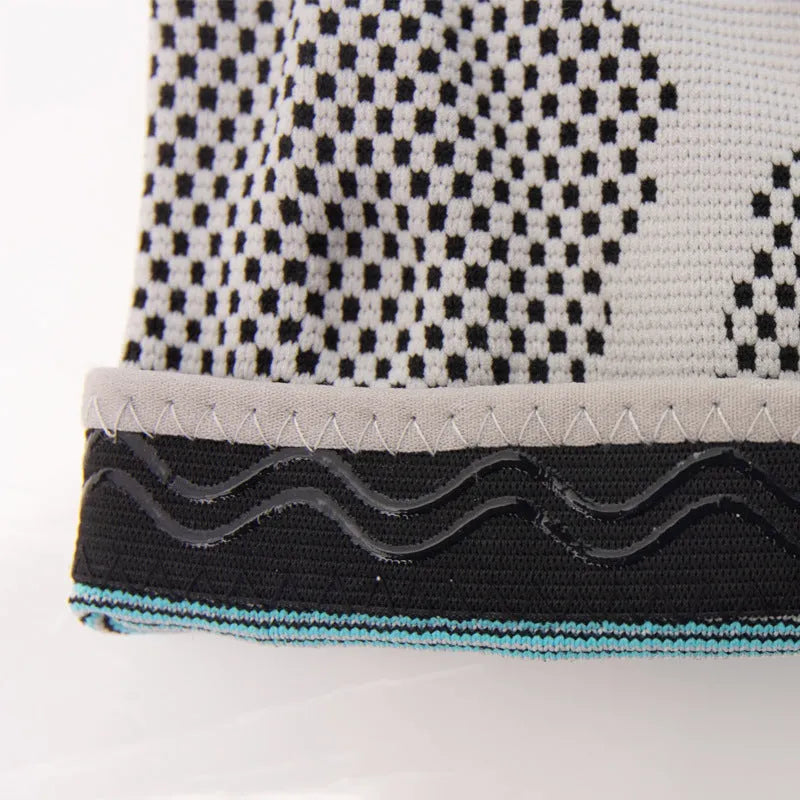 Sky blue elastic fibre knee pads for running and basketball sports.