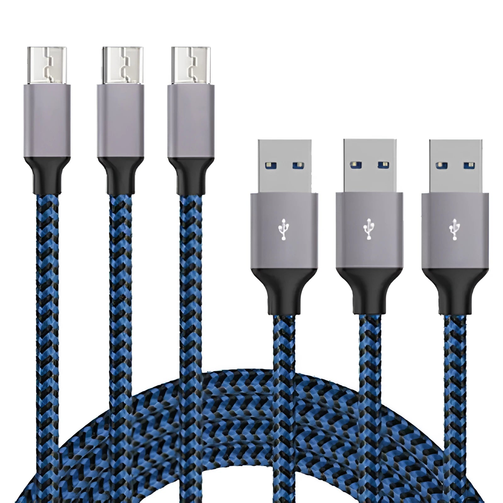 Braided Micro USB fast charging cable for Android phones in multiple colour options