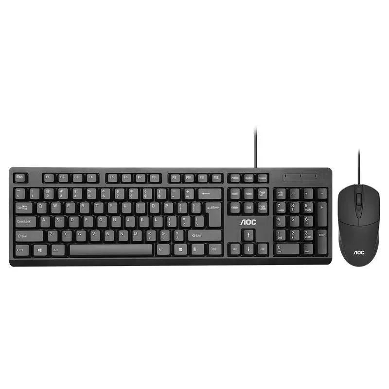 Black KM160 wired USB keyboard and mouse set with 1.5m cables on a desk