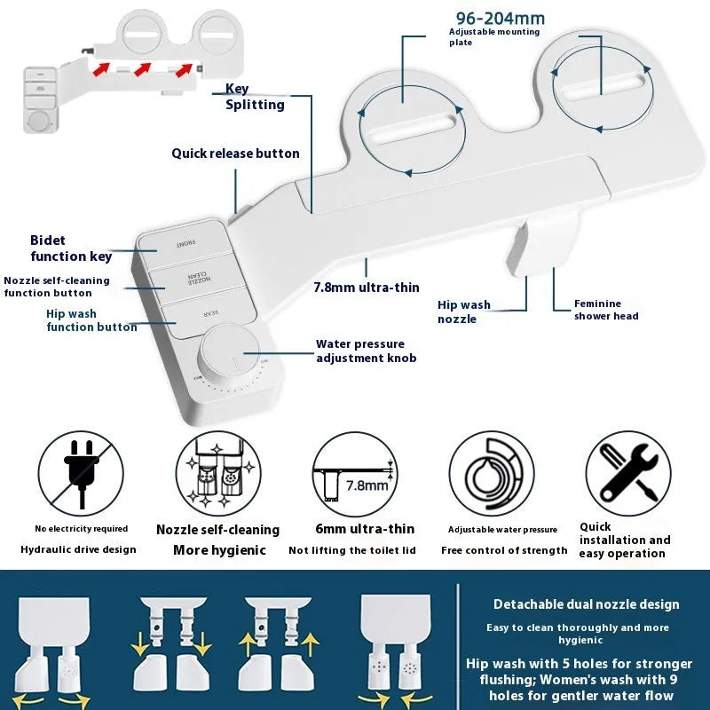 KB06 pure white portable button wash tool with removable cleaning nozzle and multiple standard fittings
