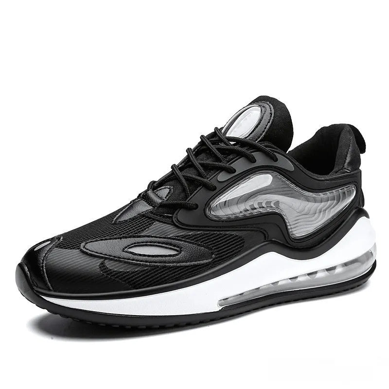Men's casual summer air cushion shoes in Space Black colour with a height-increasing sole.