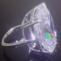 Women's white gold colour geometric ring with inlaid square diamond design on alloy band