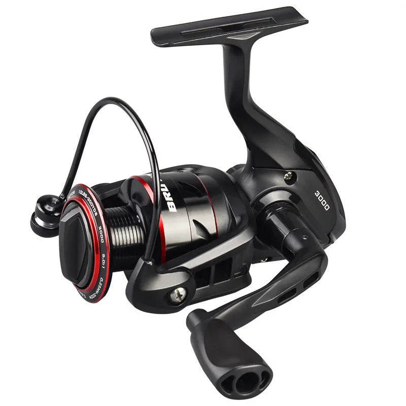 All-metal spinning fishing reel paired with telescopic fishing rod combo for lure fishing