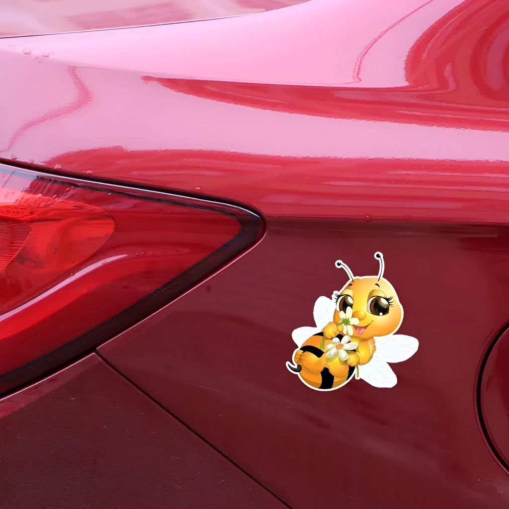 Cartoon little bee car body sticker 15x14cm PVC waterproof decal on vehicle bumper