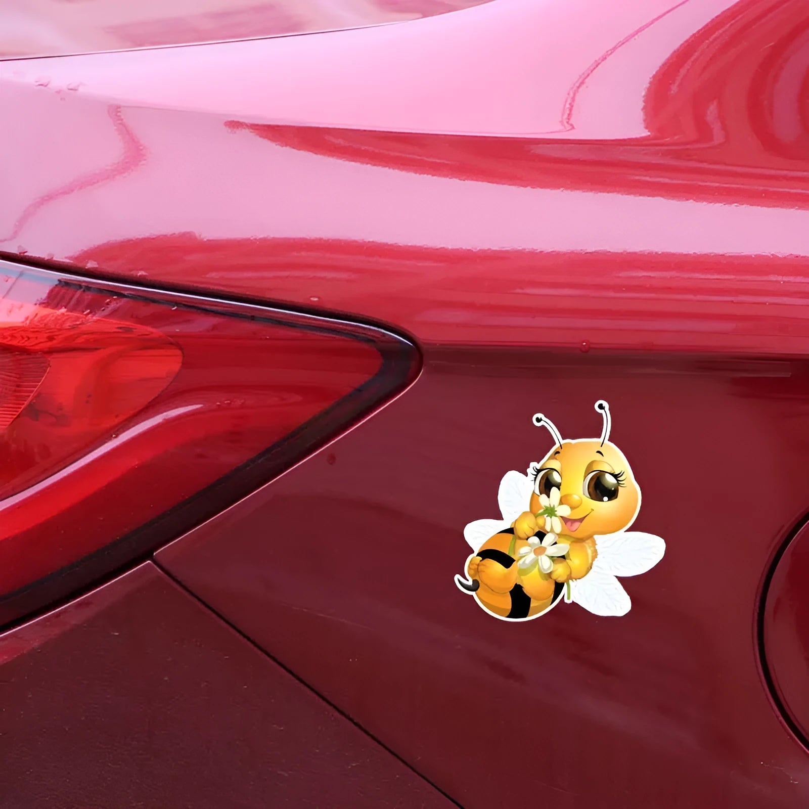 Cartoon little bee car body sticker 15x14cm PVC waterproof decal on vehicle bumper