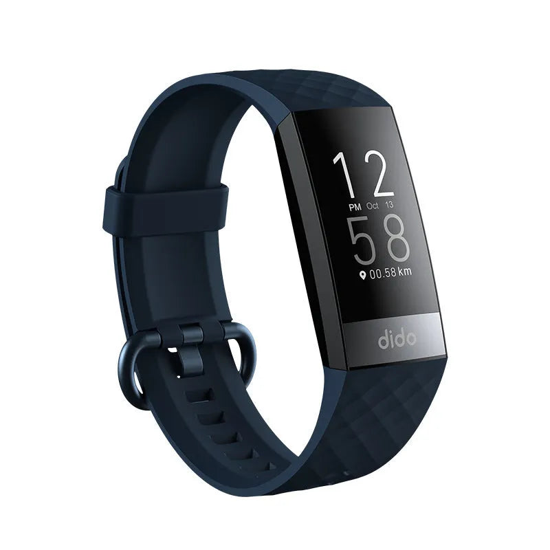 Y6 Black smart bracelet with 1.1-inch screen displaying health metrics including blood pressure and ECG
