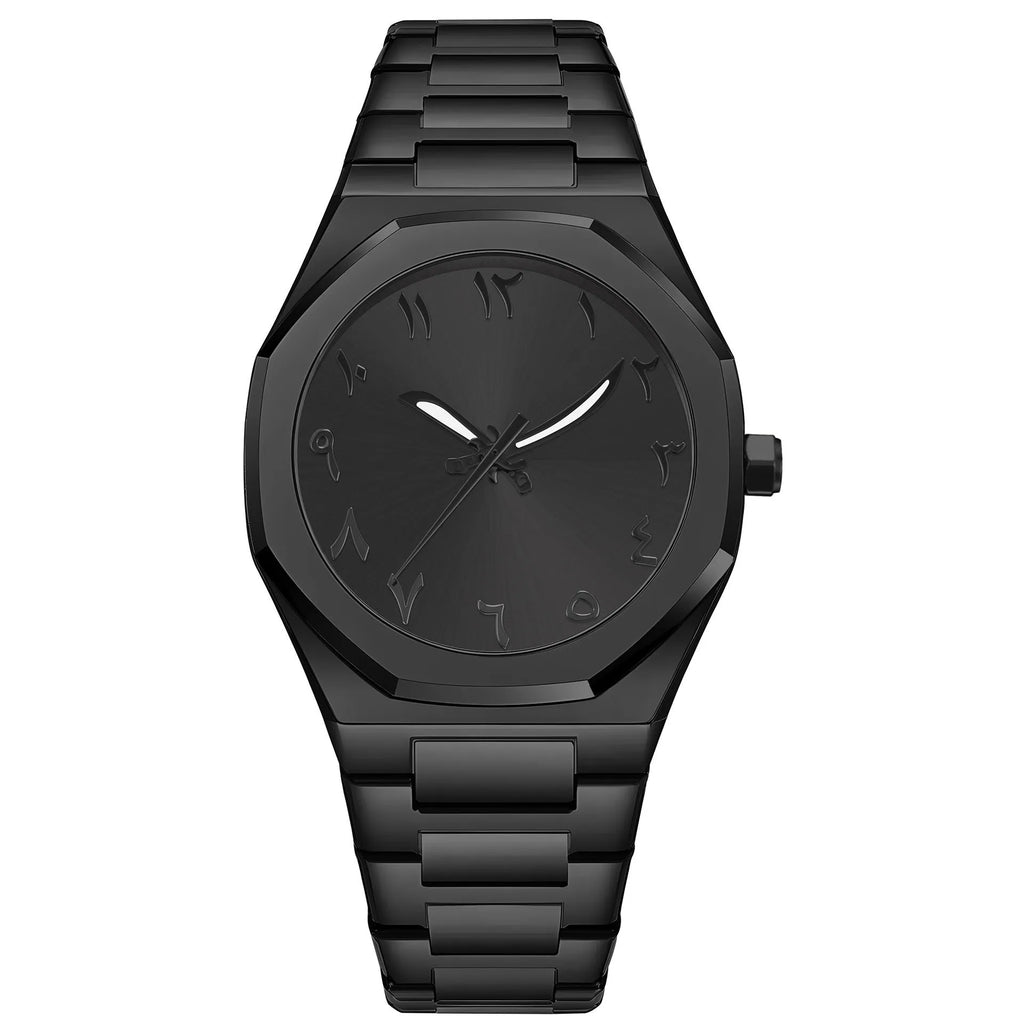 Men's steel belt quartz watch with 10mm case thickness in business casual style