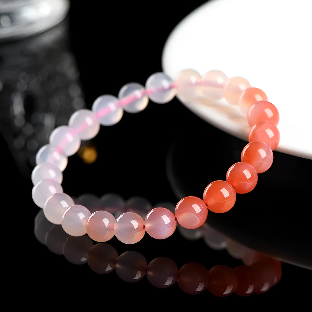 Natural Yanyuan agate bracelet with gradient salt source coloured beads in a single circle.