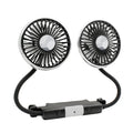 Black car double-headed hose seat fan with 3-speed control and flexible hose