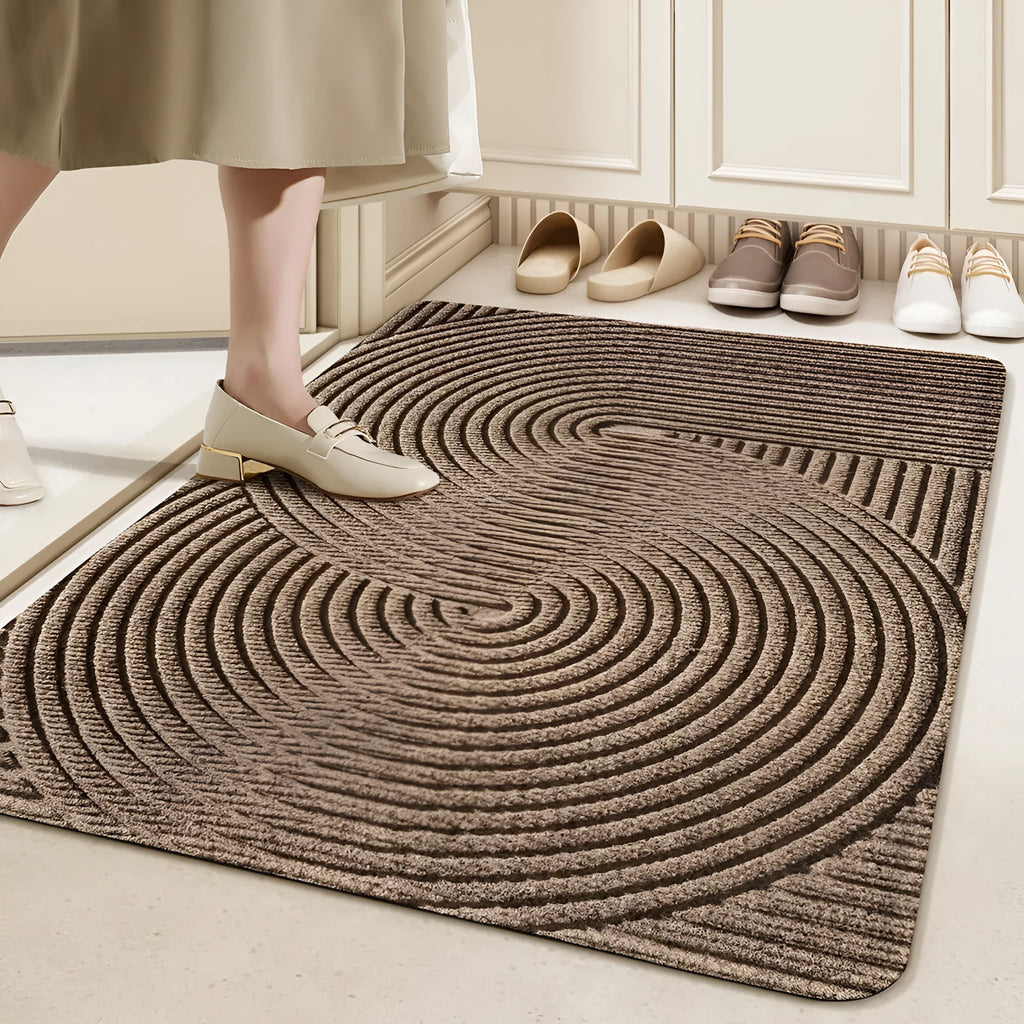Silk ring entrance carpet with alien shape, cartoon anime pattern, and wire ring construction in 60x90cm size