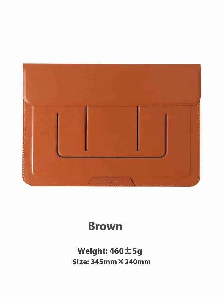 Brown and black 13.3-inch laptop bracket bag with integrated dual-angle design and separate bag holder