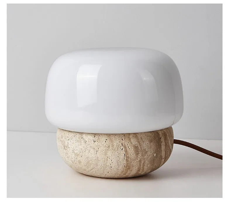Cream retro bedside lamp with button switch and 18x17cm dimensions