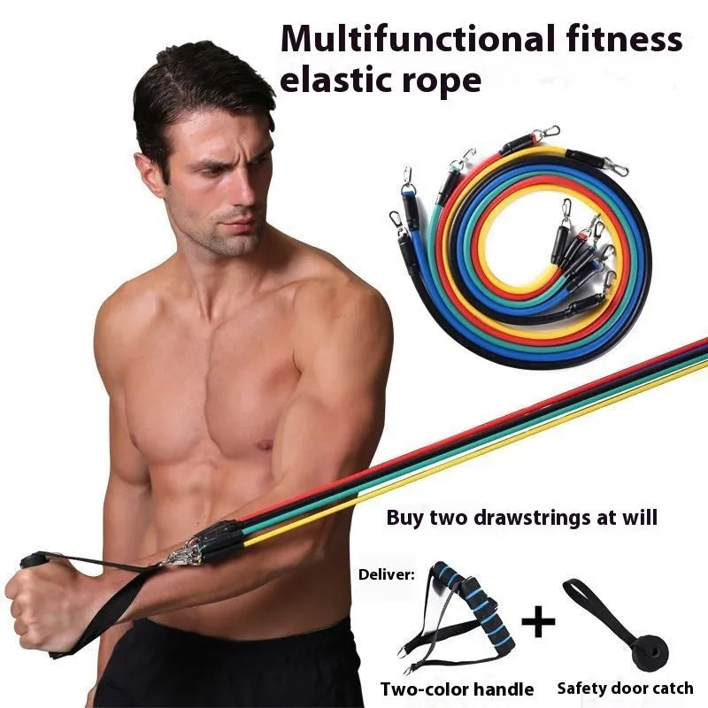 Multi-functional door sports 11-piece set with combination pulling rope in ABS plastic construction