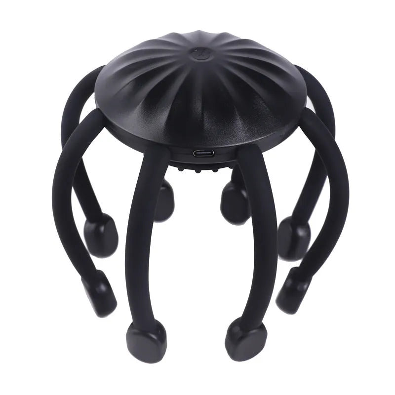 USB head massager with flexible silicone claws in black, white, or upgrade model