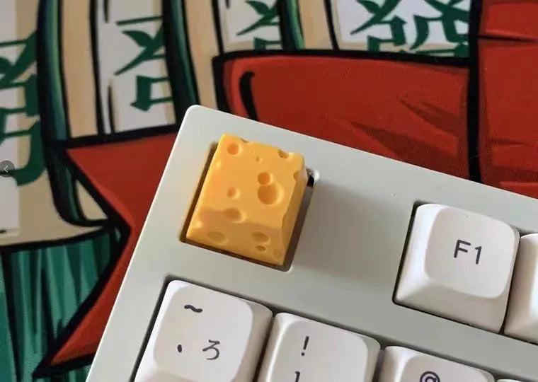 Yellow resin cheese keycap for mechanical keyboards with MX stem compatibility