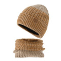 Outdoor fleece-lined thickened winter hat in dome crown style with matching neck warmer, available in multiple colours