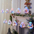 LED Christmas curtain lamp set with 10 fairy light balls in snowman, tree, and Santa designs