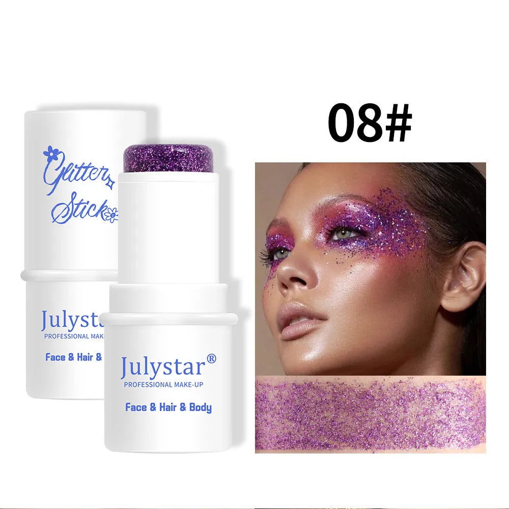 8-colour stage makeup face sequins eye shadow palette in pink tones with shimmer finish