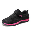 Women's grey purple wedge shoes with velcro fastening and mesh upper