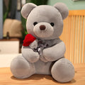 Lovely hug roses teddy bear plush pillow stuffed animal doll in brown, beige or grey colours