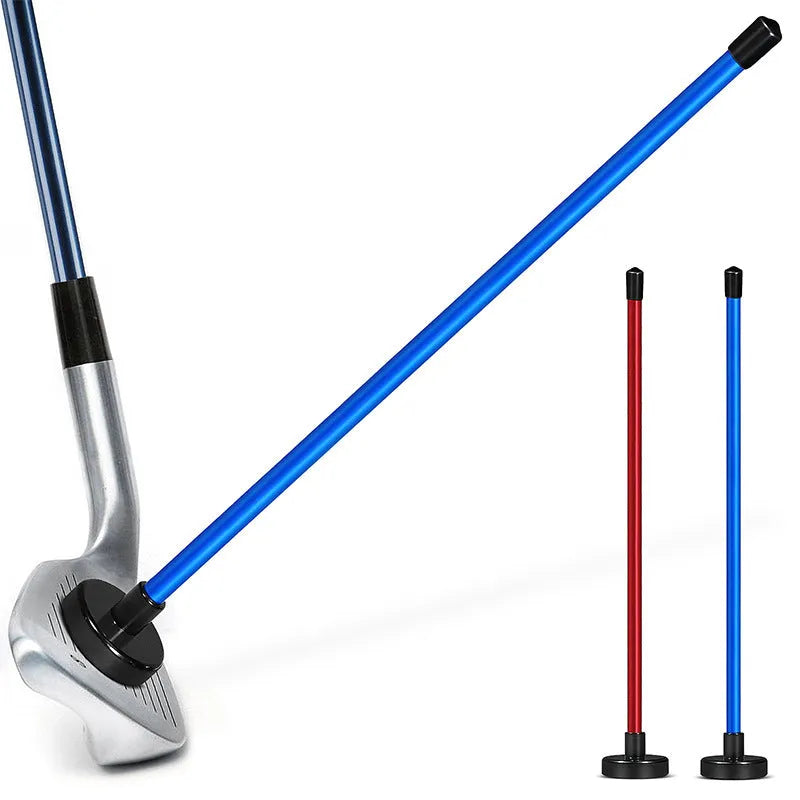 Red aluminium alloy golf swing trainer with magnetic direction alignment system