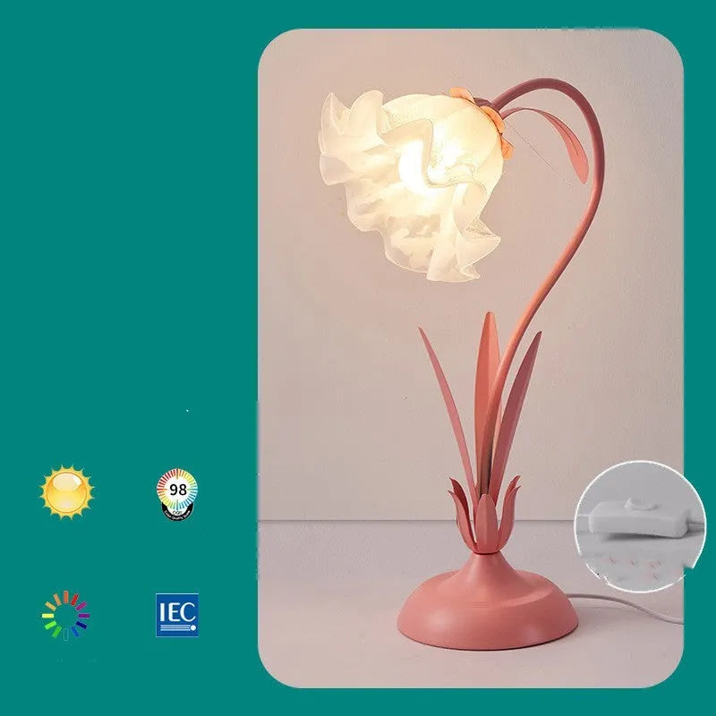 Creative lily of the valley acrylic desk lamp in green, 51x35x15cm, with push-button switch