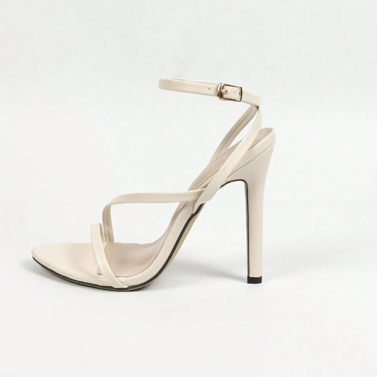Women's multi-strap ankle sandals with round open toe in gold, silver, and beige colours