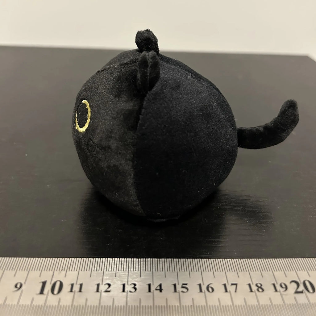 Black cat fluffy plush toy soft pillow cushion measuring 28cm with embroidered face