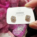 Women's square diamond geometric earrings in silver colour with quadrilateral design elements